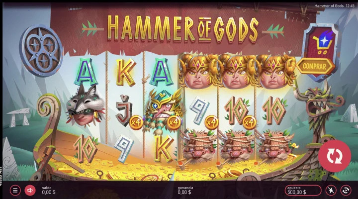 Juego base del slot Hammer of Gods de Peter and Sons